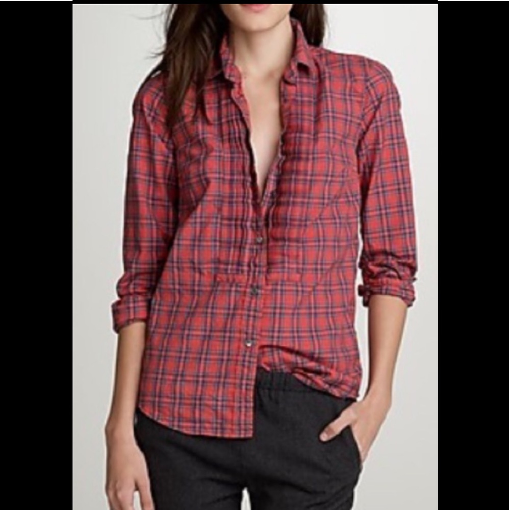 J. Crew Tartan Tuxedo Button Down Shirt, Size 8